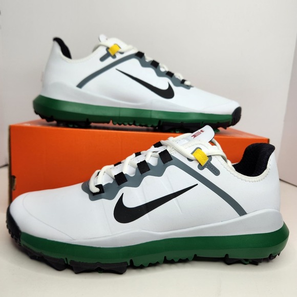 Nike TW 13 Master Tiger Woods Golf Shoes White/Green Size 10 Men - Picture 1 of 8
